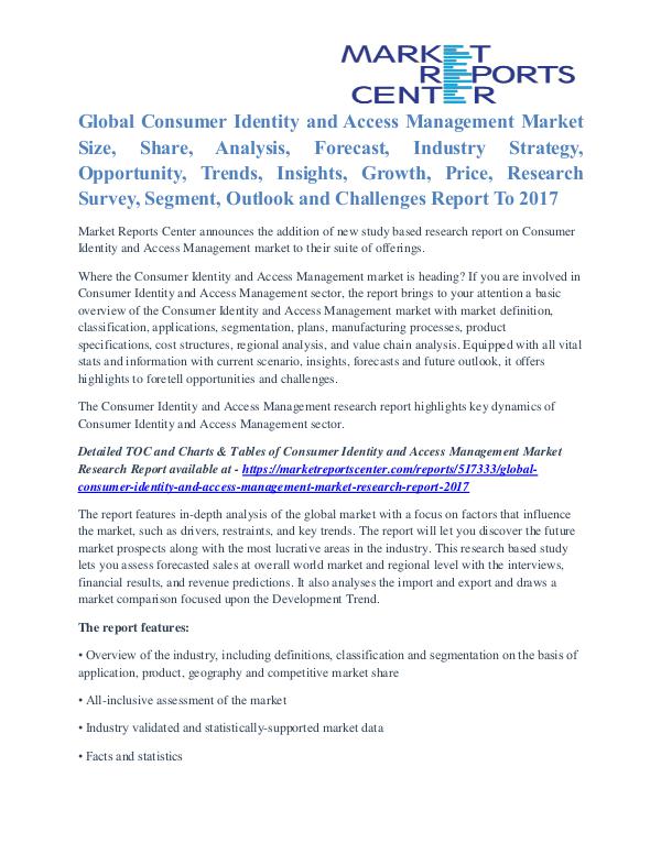 Consumer Identity and Access Management Market Analysis To 2017 Consumer Identity and Access Management Market