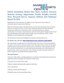 Artemisinin Market Region, Application, Trends & Forecasts to 2021