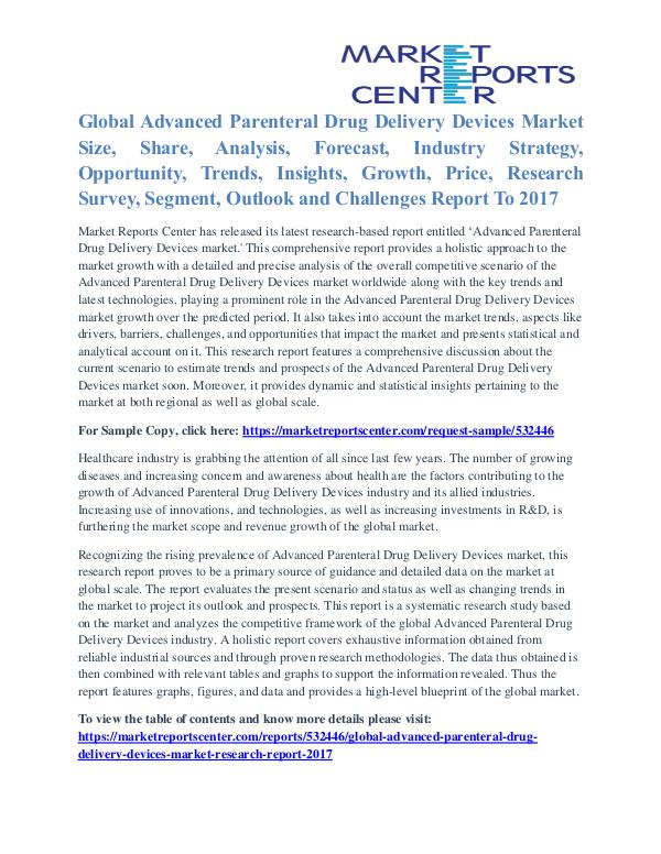 Advanced parenteral drug delivery devices market share to 2017 Advanced Parenteral Drug Delivery Devices Market