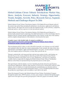 Lithium Citrate Tribasic Tetrahydrate Market Share & Forecast To 2016