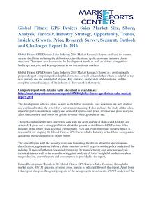 Fitness GPS Devices Sales Market Cost and Revenue Report To 2016