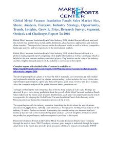 Metal Vacuum Insulation Panels Sales Market Size Report To 2016