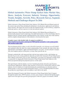 Automotive Water Pump Gasket Sales Market Share & Forecast To 2016
