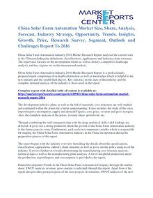 China Solar Farm Automation Market Segmentation And Trends To 2016