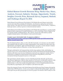 Human Growth Hormone Drug Market Size, Application And Segment 2016
