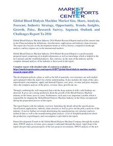 Blood Dialysis Machine Market Price and Gross Margin Analysis To 2016