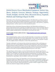 Electric Power Distribution Equipment Market Segment Report To 2016