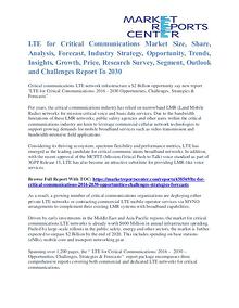 LTE for Critical Communications Market Size, Analysis & Share To 2030