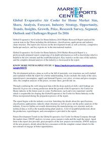 Evaporative Air Cooler for Home Market Segments Report To 2016
