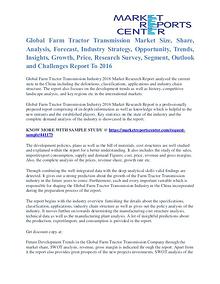Farm Tractor Transmission Market Key Vendors, Trends & Forecasts 2016