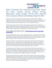 Automated Fare Collection System Market Segmentation Trends To 2016