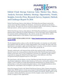 Cloud Storage Gateway Sales Market Cost and Revenue Report To 2016