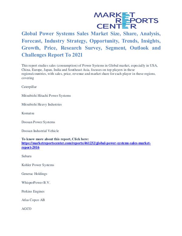Power Systems Sales Market Price Trends And Segment Forecasts To 2021 Power Systems Sales Market