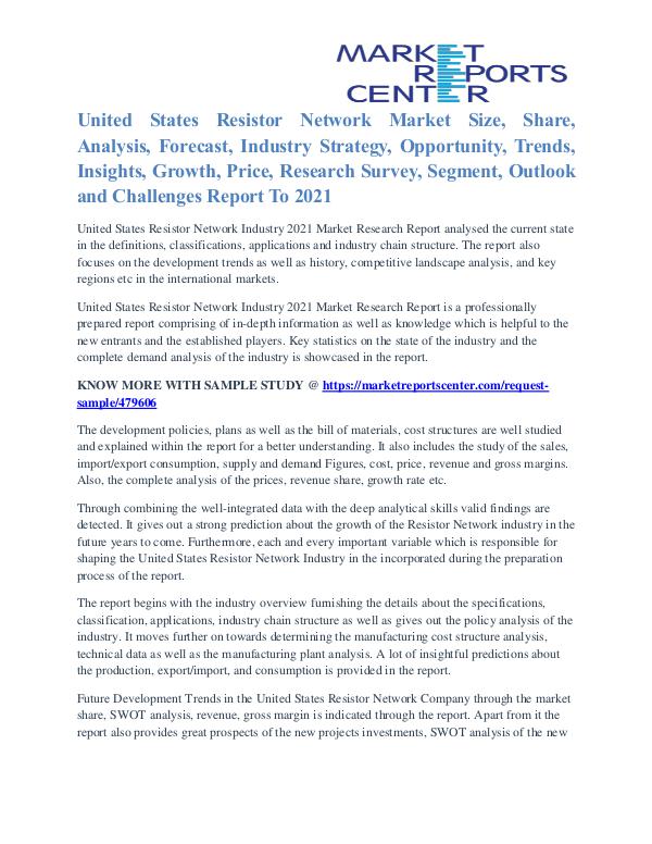 Resistor Network Market Share, Size, Emerging Trends To 2021 United States Resistor Network Market