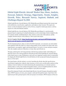 Light Electric Aircraft Market Strategies And Applications To 2021