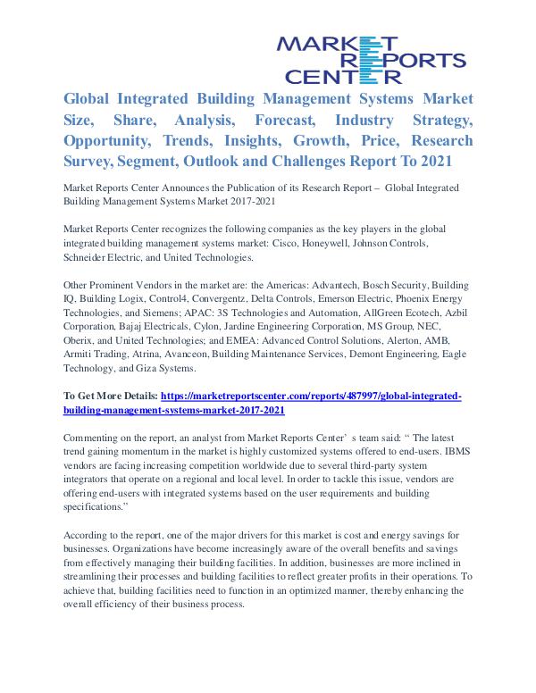 Integrated Building Management Systems Market Share Analysis To 2021 Integrated Building Management Systems Market