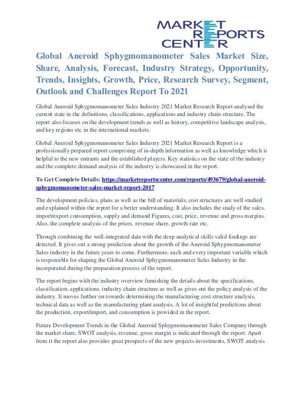 Aneroid Sphygmomanometer Sales Market Growth Forecast To 2021 Aneroid Sphygmomanometer Sales Market