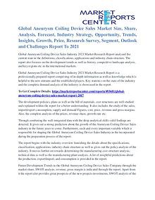 Aneurysm Coiling Device Sales Market Expert Review To 2021