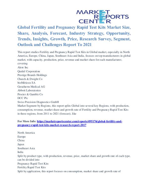 Fertility and Pregnancy Rapid Test Kits Market Growth  Trends To 2021 Monoclonal Antibody Market