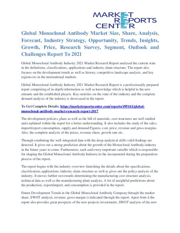 Monoclonal Antibody Market - Global Industry Analysis, Size To 2021 Monoclonal Antibody Market