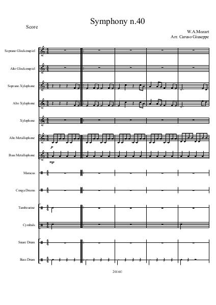 Compositions for Percussions Students Mozart-Symphony N. 40 (for Percussions)