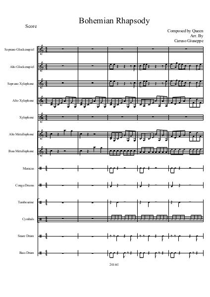 Compositions for Percussions Students Bohemian Rhapsody (Queen) Arr. for Percussions