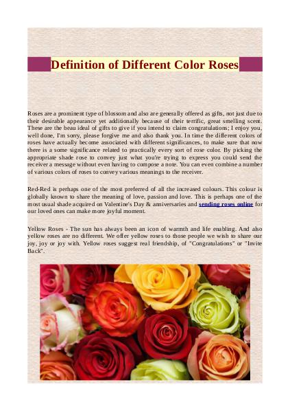 Definition of different color roses Definition of Different Color Roses