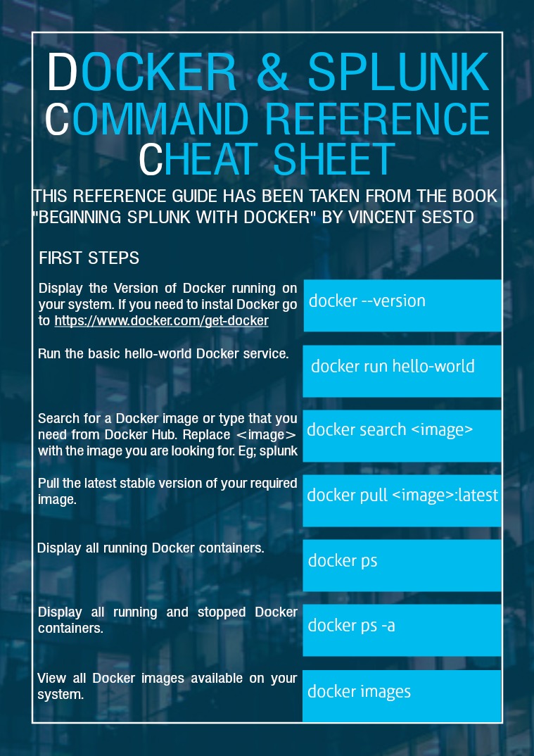 SplunkUDA Docker for Splunk Cheat Sheet