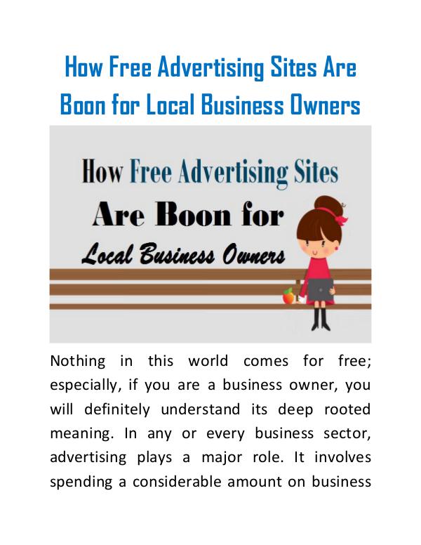 How Free Advertising Sites Are Boon for Local Business Owners How Free Advertising Sites Are Boon for Local