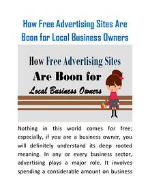 How Free Advertising Sites Are Boon for Local Business Owners