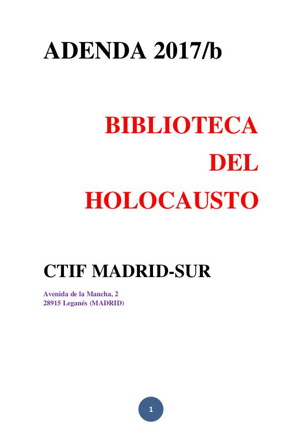 BIBLIOTECA DEL HOLOCAUSTO - ADENDA 2017/b 2017b