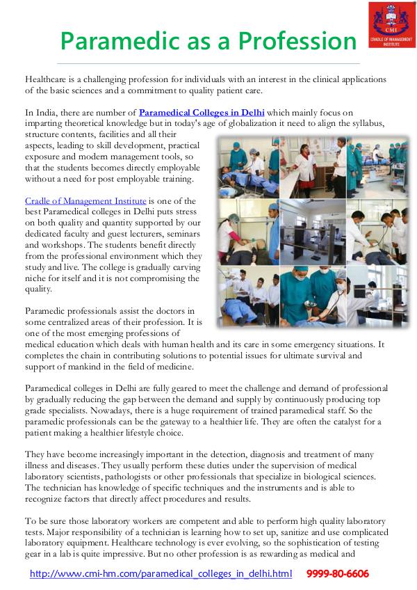 Paramedical Courses in Delhi-CMI Paramedical Courses in Delhi-CMI