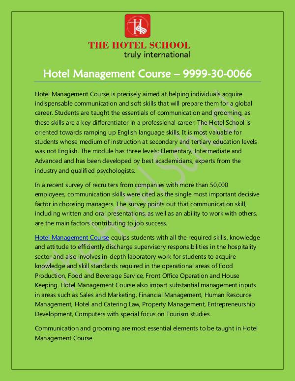 Hotel Management Course in Delhi Hotel Management Course in Delhi