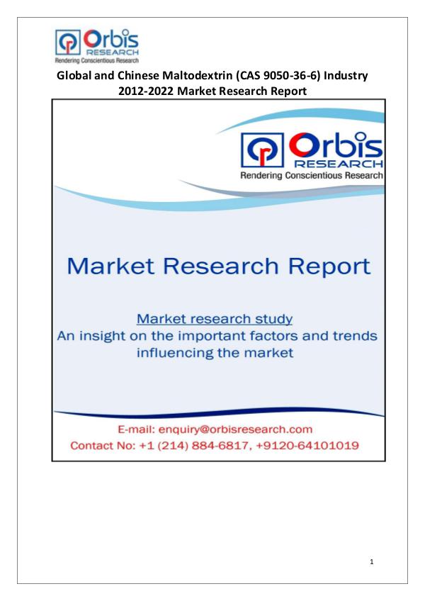 Industry Analysis Global & China Maltodextrin (CAS 9050-36-6) Market