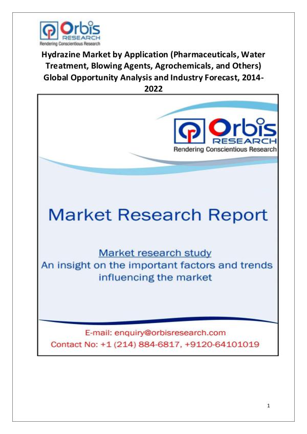 Industry Analysis Hydrazine Market Global Opportunity Analysis