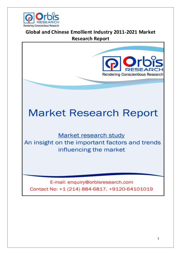 Industry Analysis 2016 Emollient Market in China & Globally