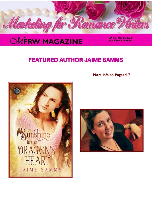 Marketing for Romance Writers Magazine March, 2020 Volume # 3, Issue # 3