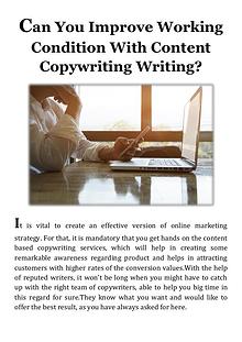 Can You Improve Working Condition With Content Copywriting Writing