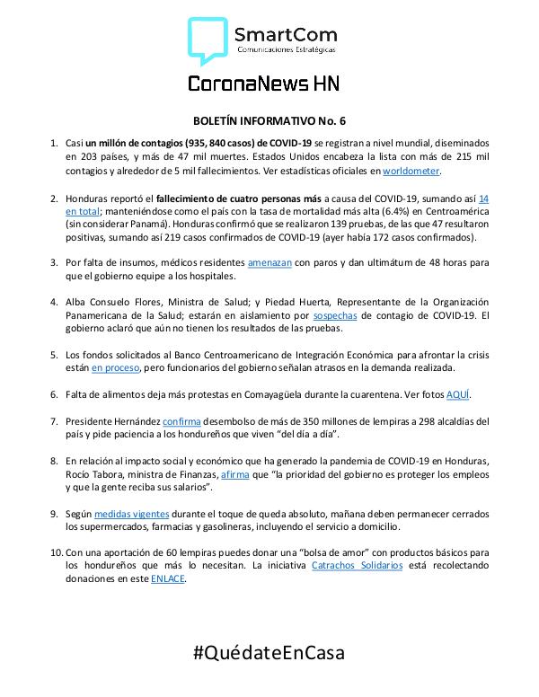 CoronaNews HN Boletín 6