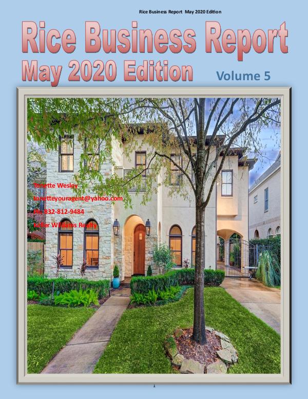 Rice Business Report May 2020 Edition May 2020 Rice Business Report