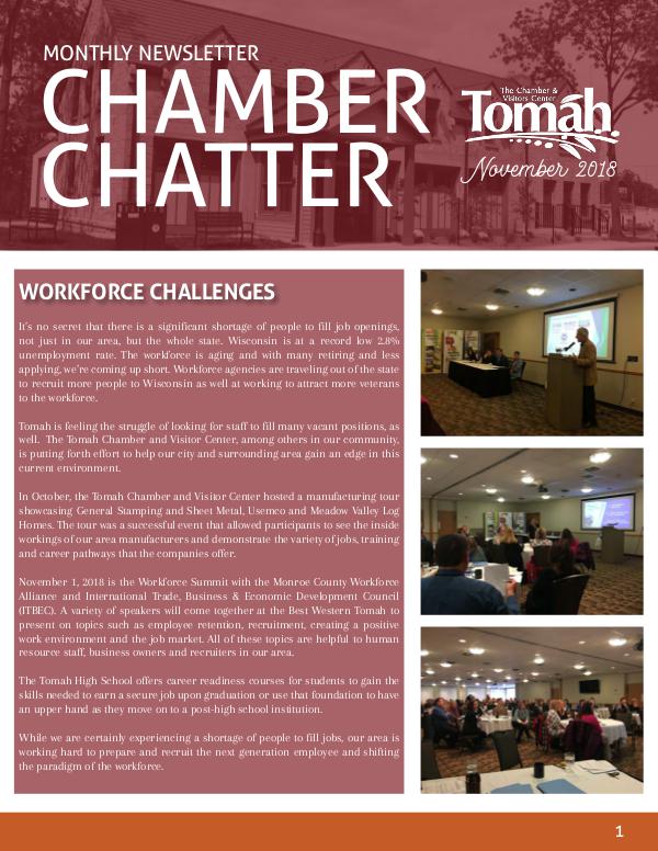 Tomah Chamber & Visitors Center Newsletter November2018
