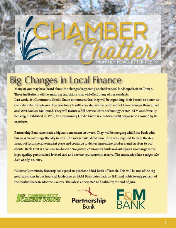 Tomah Chamber & Visitors Center Newsletter February Newsletter