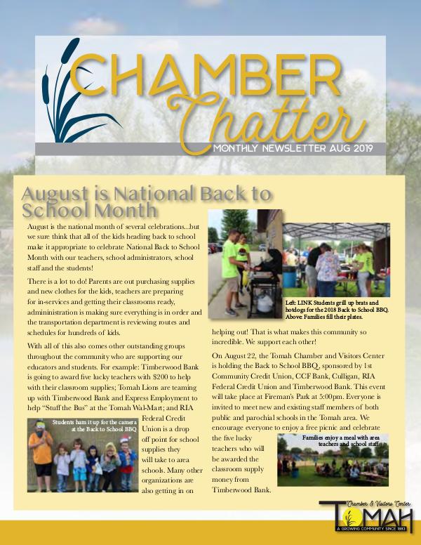 Tomah Chamber & Visitors Center Newsletter August Newsletter 2019