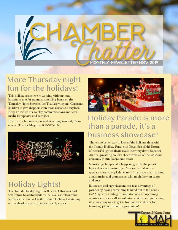 Tomah Chamber & Visitors Center Newsletter November 2019 Newsletter_digital