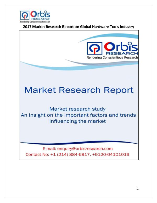 Machinery Market Research Reports 2017 Hardware Tools Industry