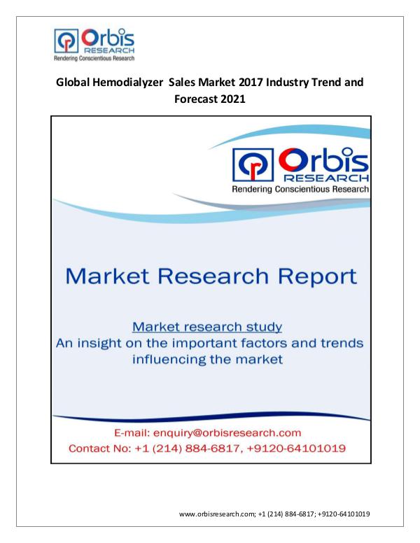 pharmaceutical Market Research Report Hemodialyzer Sales Market  Global Analysis & 2017-