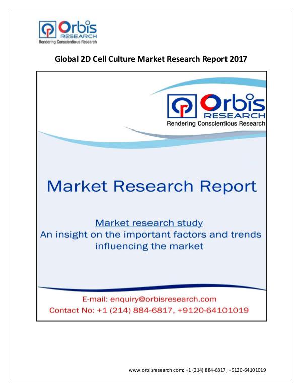 Market Research Report Forecast and Trend Analysis on Global 2D Cell Cult