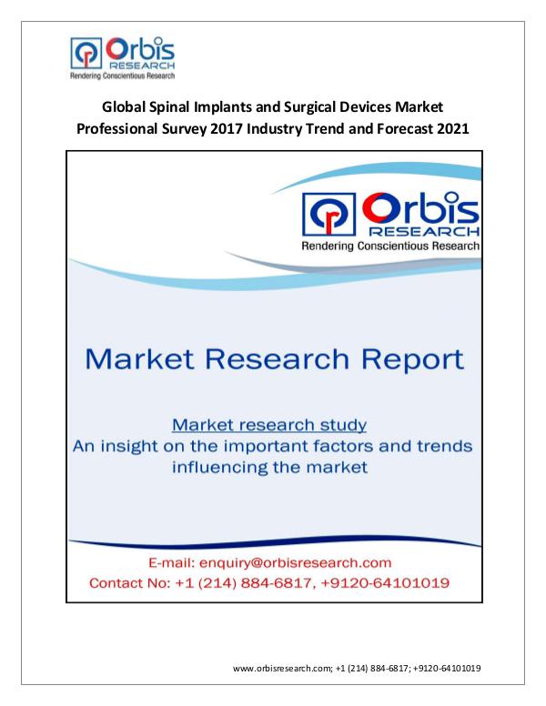 Market Research Report Forecasts & Analysis – Global Spinal Implants and