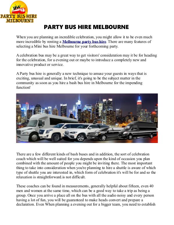 Party Bus Hire in Melbourne Bus Hire in Melbourne