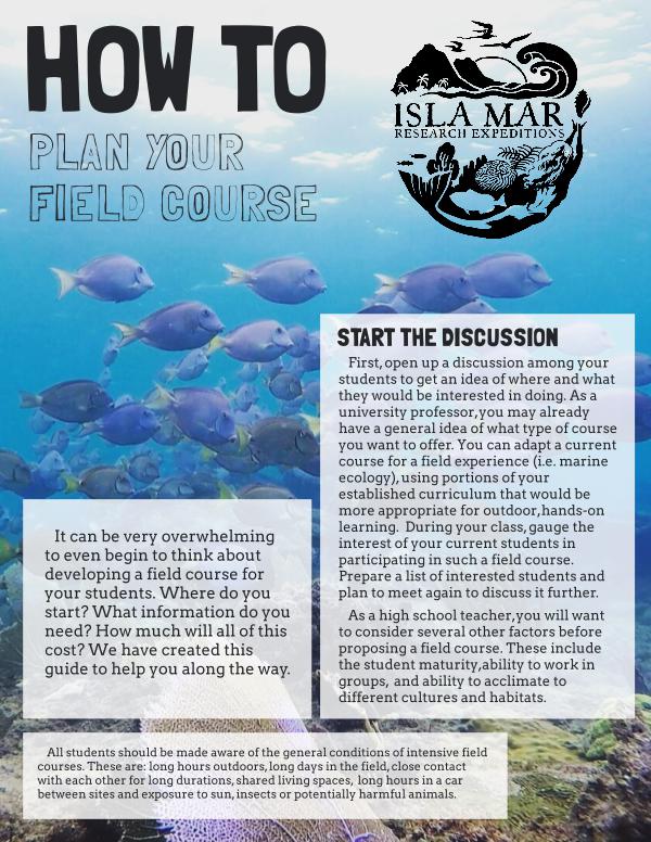 Isla Mar Research Expeditions How to Plan Your Field Course